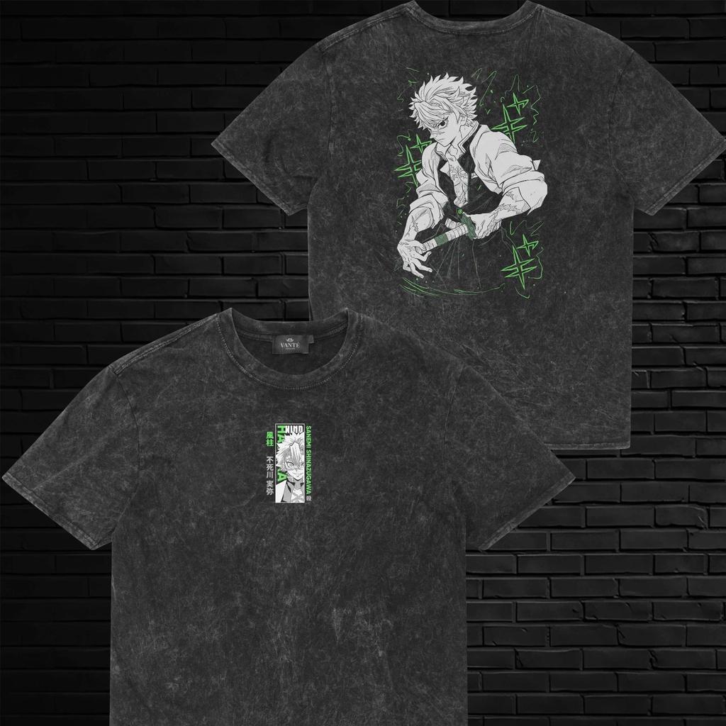 Sanemi Shinazugawa Wind Hashira Graphic Anime T-Shirt Men Unisex Acid Wash Tee