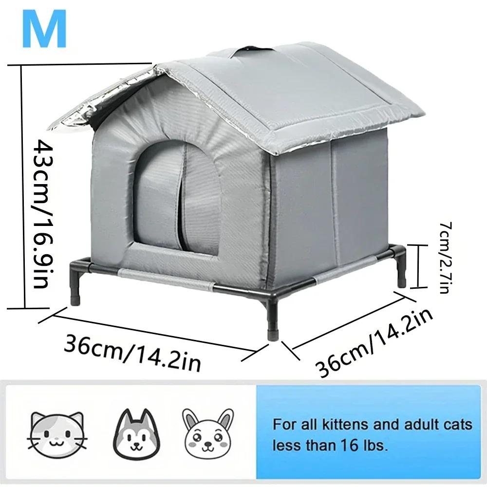 Outdoor Cat Shelter Heated Cat House Waterproof Insulated with Elevated Base Feral Cats Shelter Street House In Winter Yard