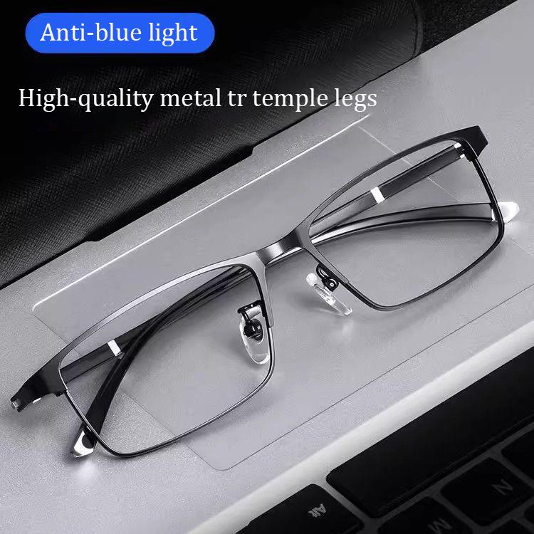 

High Quality Metal Frame TR Lens Legs Reading Glasses Men Business High Definition Comfortable Blue Light Protection Prescriptio +100 чёрный