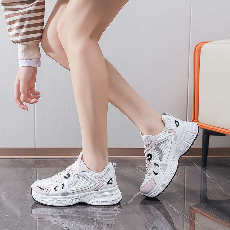 Fashion Ecoleather Thick Heel Sneakers For Women Heels 44 Massive Shoes Sport Vietnam Famous Brands Luxery Styling Original Gym