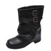 Boots Boots Women's Coarse Heel Autumn New Skirt Pants Tube with Locomotive Martin Boots Pile Pleated Black