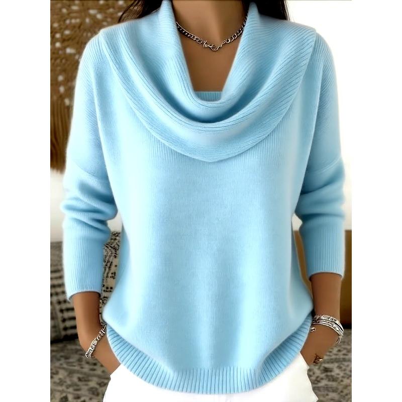 New Autumn/winter Women's Pure-color Long-sleeved Tops and Sweaters