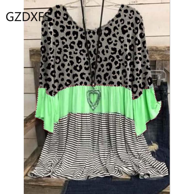 Весенне-летний свободный полосатый топ с разноцветным принтом 3XL синий — фото 5