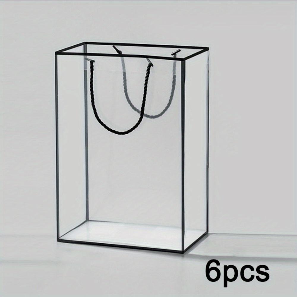 

6 шт. Прозрачный пластиковый подарочный пакет Многоразовый пакет для цветов и сладостей с ручкой Сумка-тоут для цветов Пакет для подарочной упаковки букета цветов Подарочные пакеты для свадьбы, девичника 6pcs black чёрный
