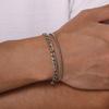 2pcs Stainless Steel Bracelets for Men,Silver Color Figaro Chain Links Wristband,Casual Jewelry Gift