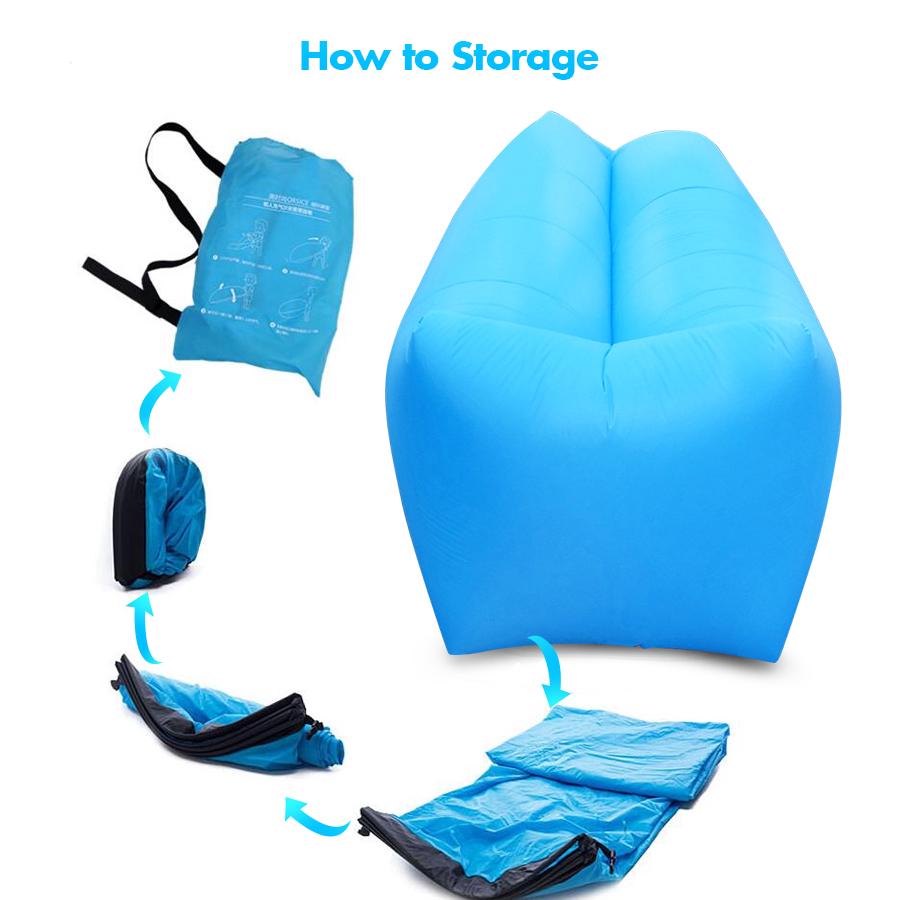 Outdoor Campingbed Luie Tas Opblaasbaar bed Luchtbank Strandmat Draagbaar slaapmatje Lounger Bank Picknick Luchtbed Slaapmat Waterdicht