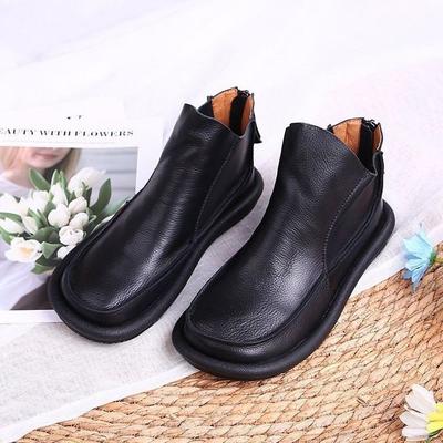 Autumn and Winter Platform Martin Boots New British Short Boots Retro Rear Zipper Chelsea Boots