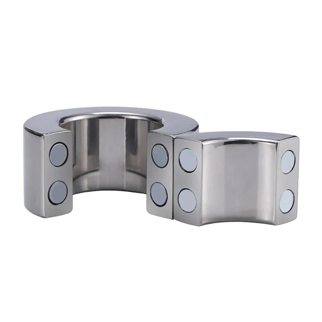 Penis Ring Magnetic Lock Metal Scrotum Pendant Ball Stretcher Testis Weight Cock Ring Penis Restraint Stainless Sex Toys for Men