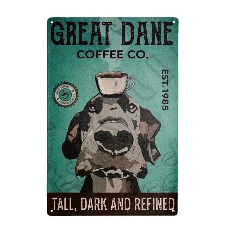 Funny Great Dane Metal Vintage Tin Sign Poster Cafe Bar Living Room Coffee Bar Club Kithchen Bathroom Kitchen Home Decor Gift