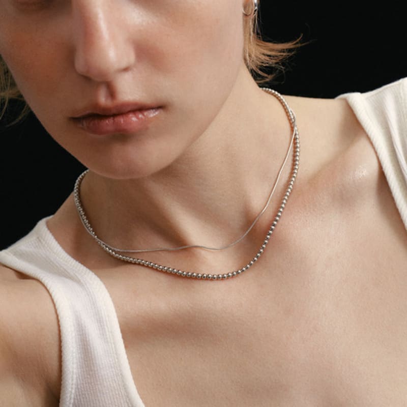 LUNNE Silver 925 Silky Round Snake Necklace #LSN66