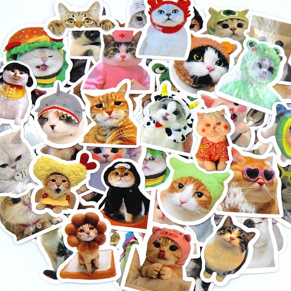 100Pcs DIY Cat Stickers PVC Kawaii Stickers Cute Funny Stickers Kids Sticker