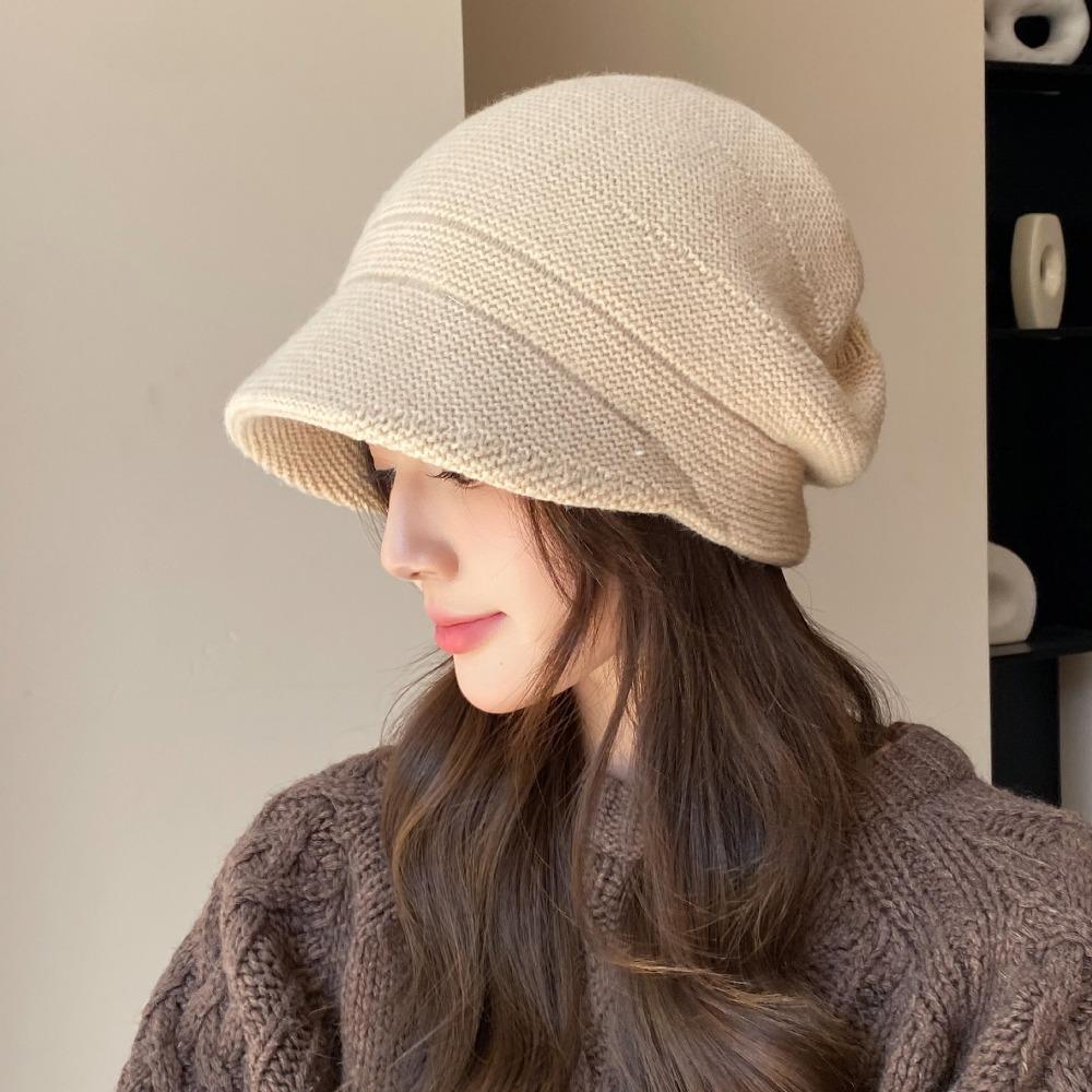 Thickened Knited Beanie Ear Protection Pile Cap Casual Slouchy Hat  Outdoor