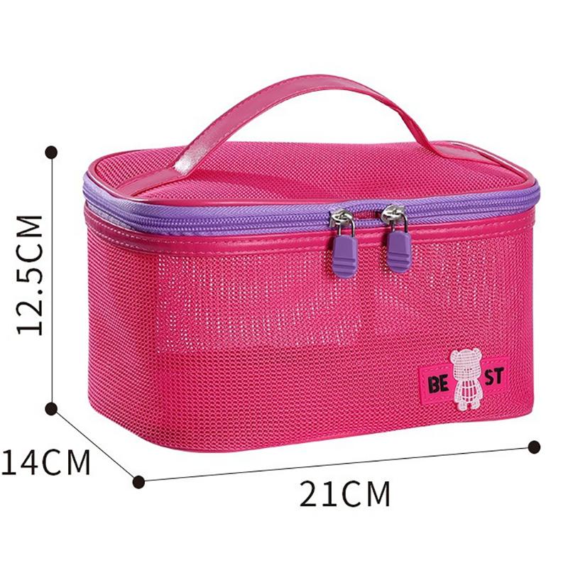 Women'S  Transparent Mesh Travel Cosmetic Bag Storage 1 Layer Toiletry Bag Large Capacity Make Up Organizer Bag