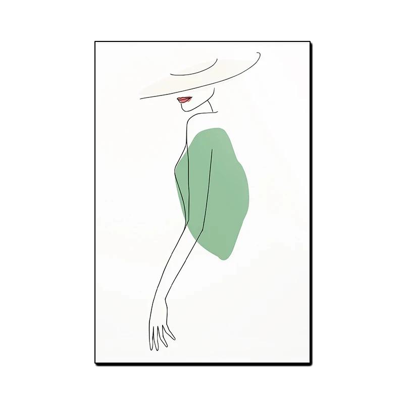 Poster Wall Art Home Decor Nordic Style Simple Sexy Women Line Abstract Girl Portrait Graffiti Canvas Painting, Dressing Room 21X30CMNo Framed