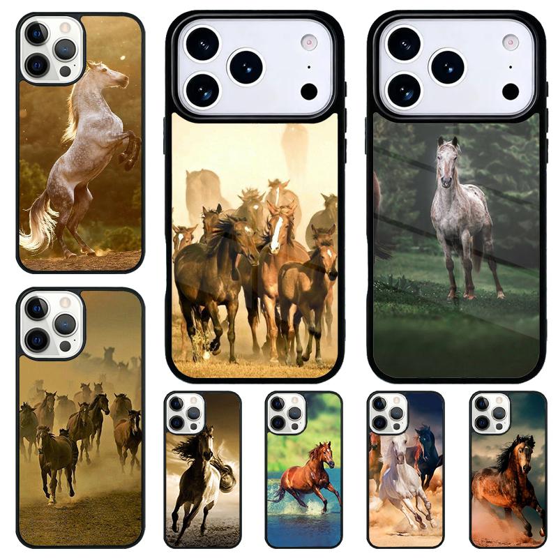 Running animal horse soft Shockproof Phone Case for iPhone 17 Air 16e 15 11 12 14 13 Pro Max Cover Coque