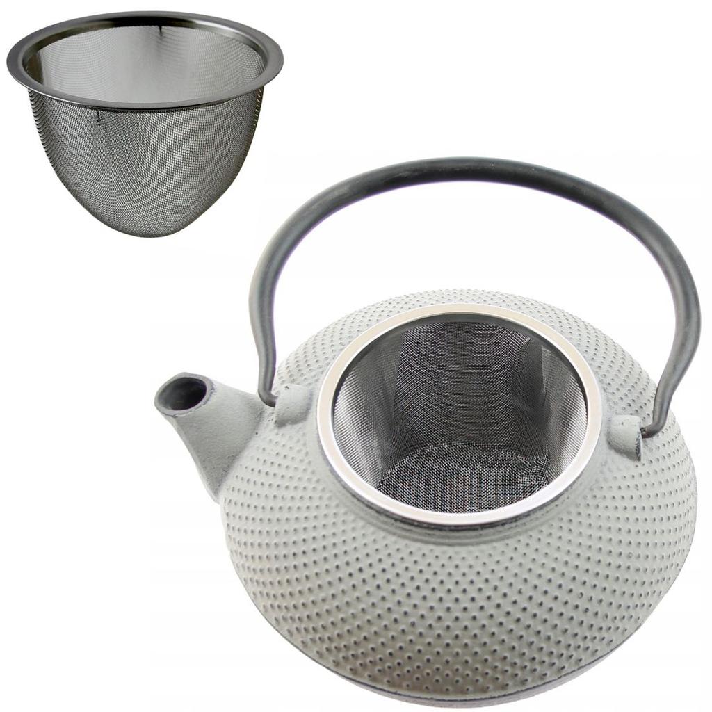 CAST IRON KETTLE 1.5L TEA POT WITH TEA INFUSER + 4x CUPS WARMER