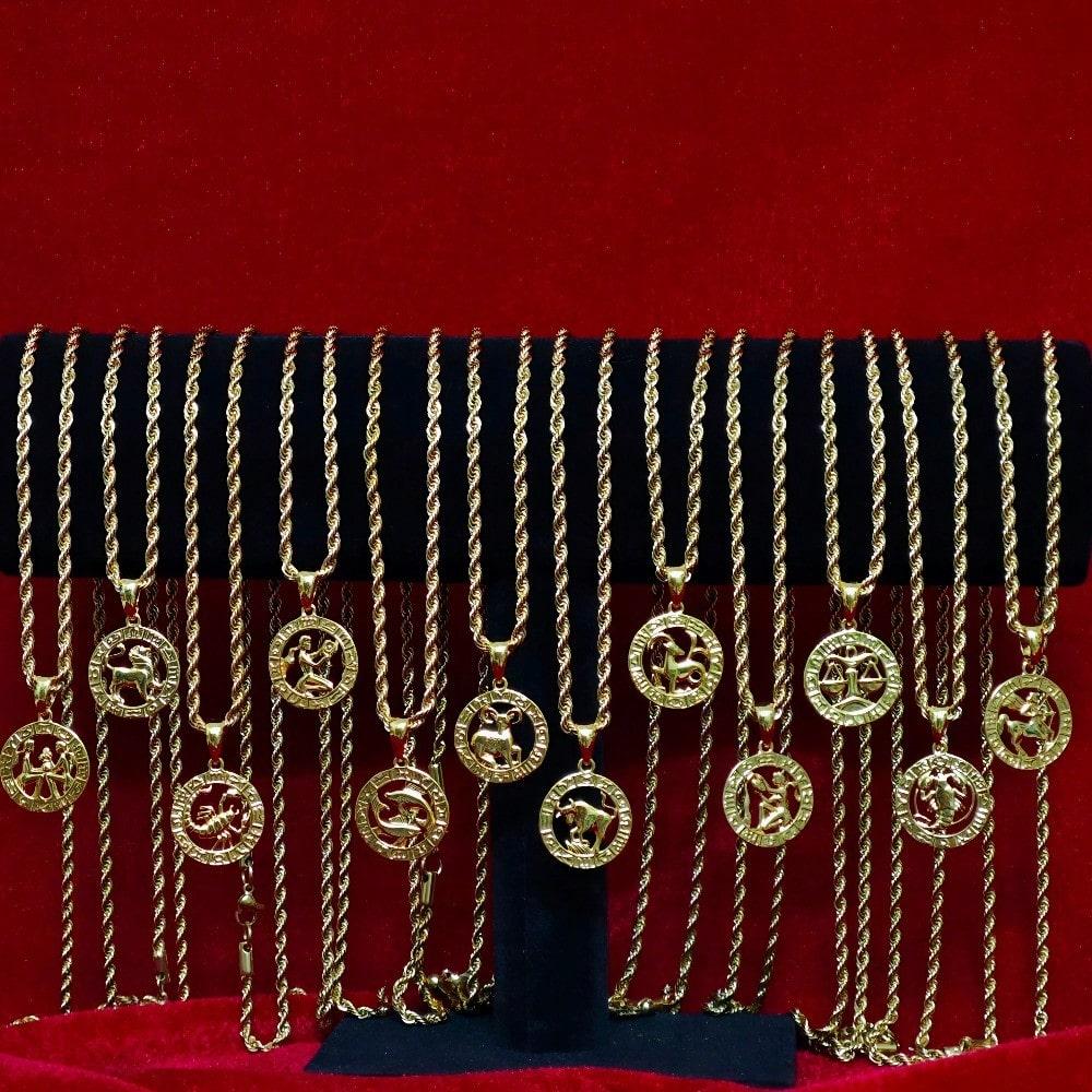 12 Constellation Astrology Horoscope Zodiac Pendant Rope Necklace 22" for Women Men