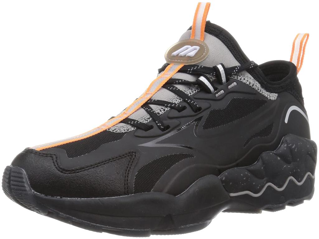 Mizuno WAVE RIDER 1 B Size 2E Sneakers, Black/Gray/Orange, 24.5 cm,