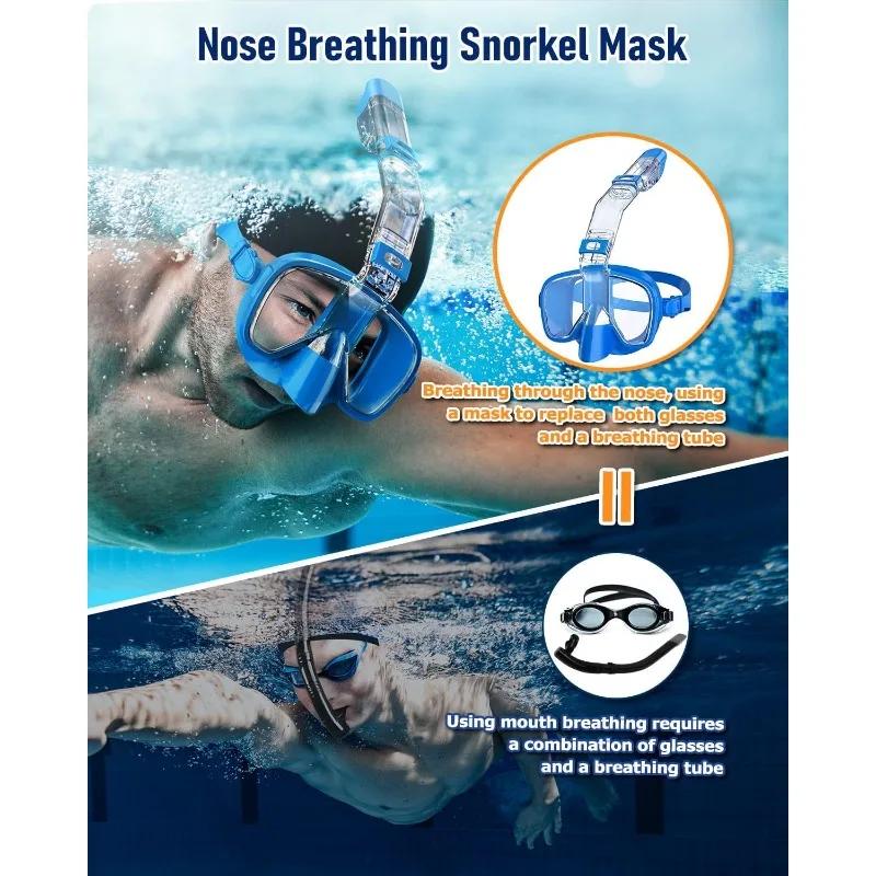 Multifunctional Snorkel Swim Mask That Anti-Fog Anti-Leak Snorkel Mask Set for Free Swim Professional Snorkeling Gear Adults Kid
