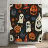 Halloween Decor Shower Curtain Spooky Ghosts Pumpkins Halloween Decoration for Bathtub Bathroom Festive Printed Waterproof Fabri