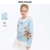 MINIPEACE Girls' Cat Jacquard V-Neck Cardigan