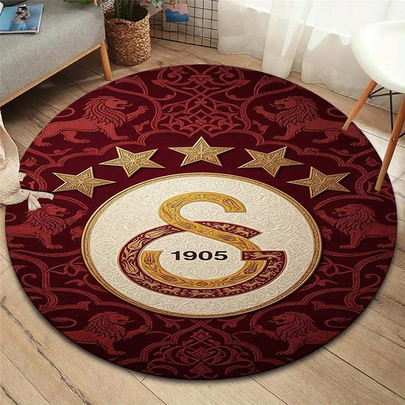 Galatasaray S Round Area Rug,Carpet Rug for Living Room Bedroom Sofa Playroom Decor,Non-slip Floor Mat