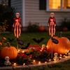 Creepy Halloween Yard Accessories Solar Bat Garden Lights, Realistic Skeleton Pathway Decor, Waterproof LED Decorations Spooky Stake Light for Outdoor