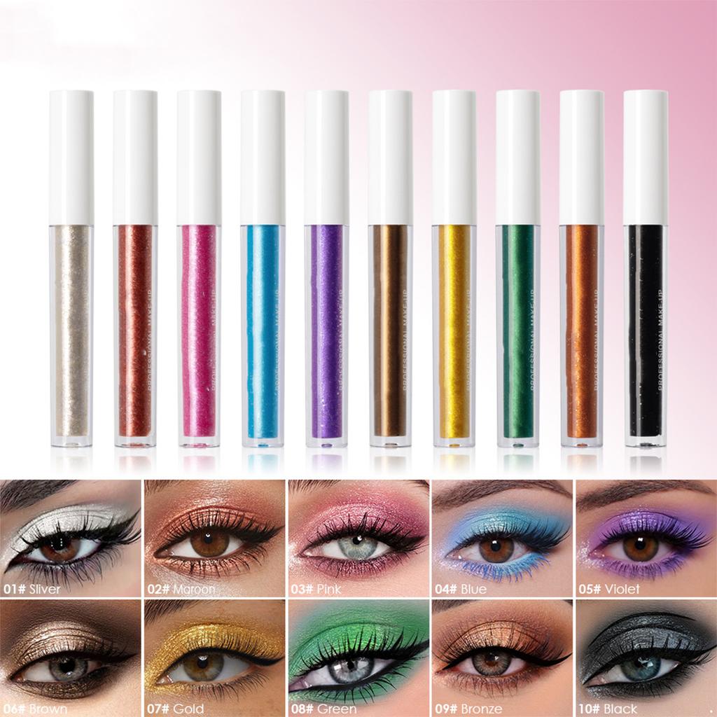 Single Tube Shimmer Metallic Liquid Eyeshadow Glitter Highlighter Long Lasting Waterproof Sparkling Eye Makeup