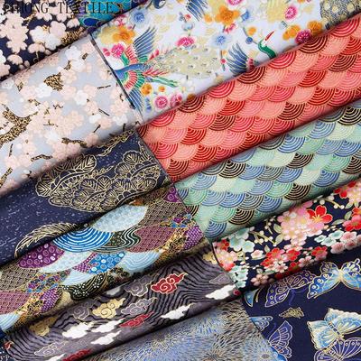 50x145cm Kimono Japonés Tela Bronceada Estampado de Sushi Flores de Cerezo Tela de Algodón Materiales DIY Accesorios de Patchwork para Costura