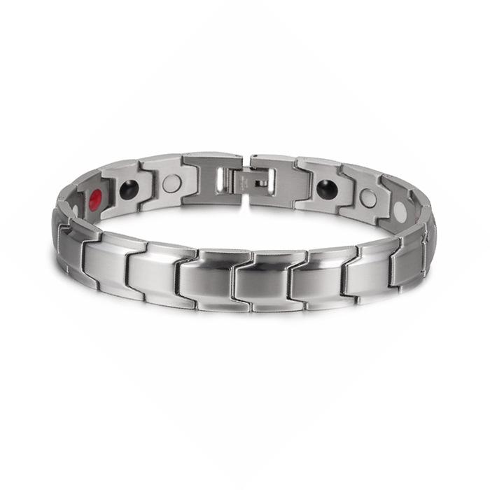 Schwarz-Gold Edelstahl Magnetisches Armband mit Germanium und Negativ-Ionen Uhrenarmband