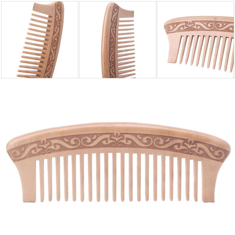 Wooden Wide Tooth Comb Natural Peach Wood Massage Beauty Hair Care