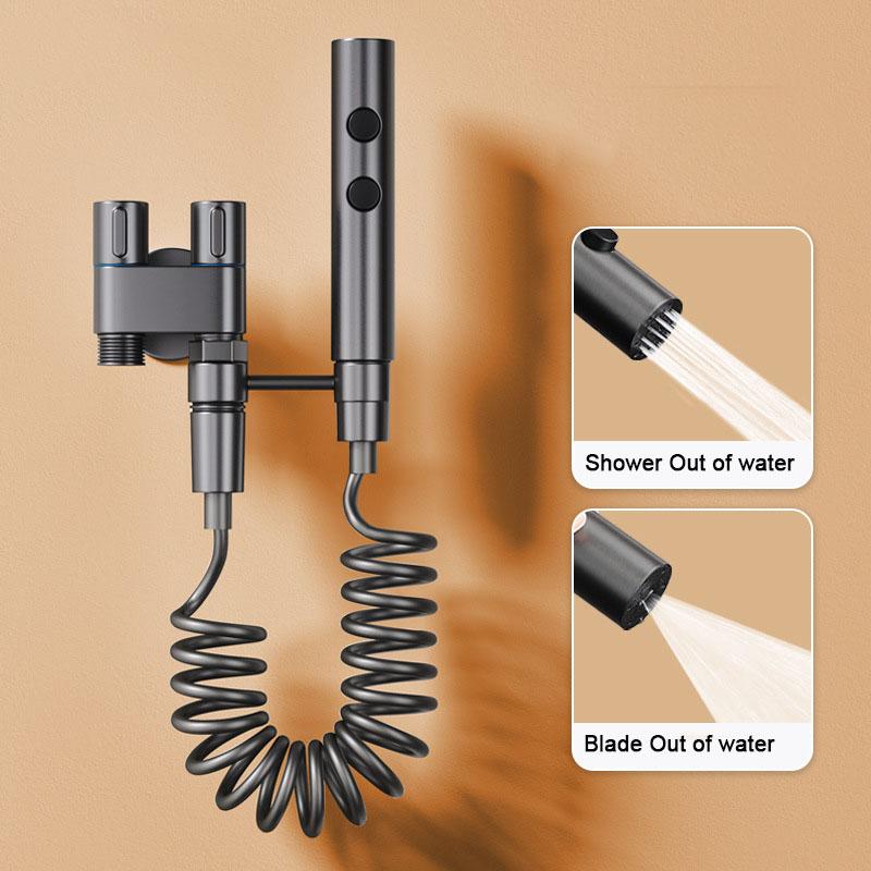 

Набор распылителей для унитаза цвета оружейного металла, ручной распылитель для ванной комнаты, унитаз и душ, угловой вентиль с двумя выходами, аксессуары для унитаза