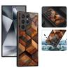Wood texture square for Samsung mobile phone case A35 creative high-transparency glass case S25Ultra protective case s20