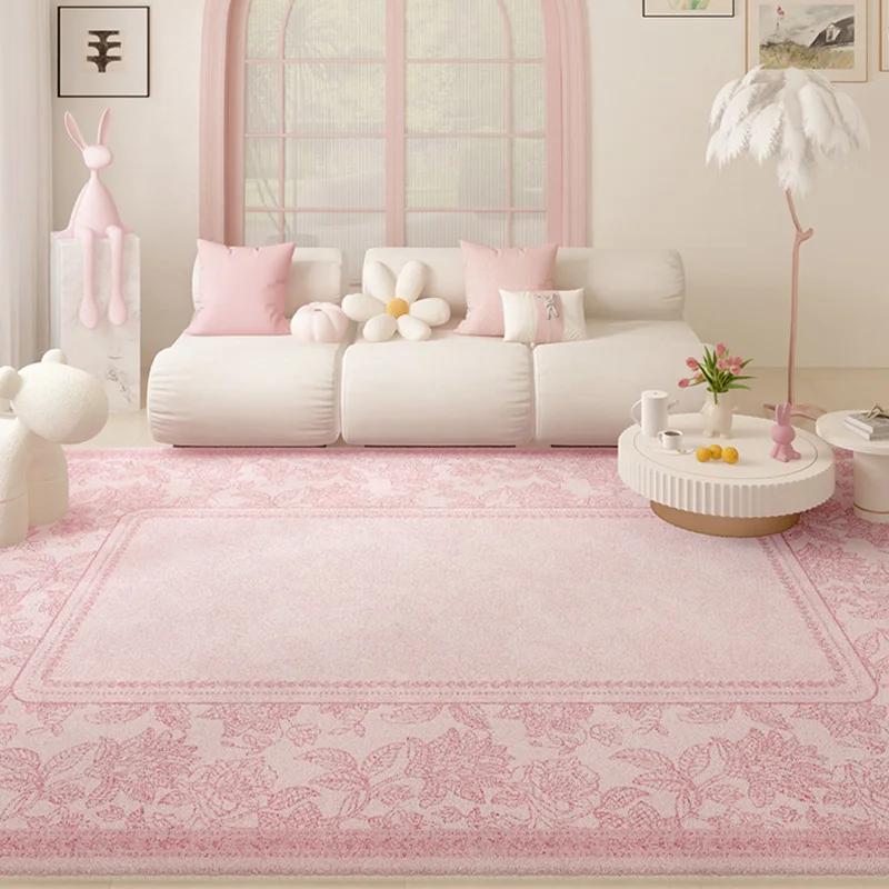 Living Room Carpet Pink Flower Rug Big Size Home Decoration Floor Mat Soft Plush Room Decor Large Area Rugs Shaggy Bedroom