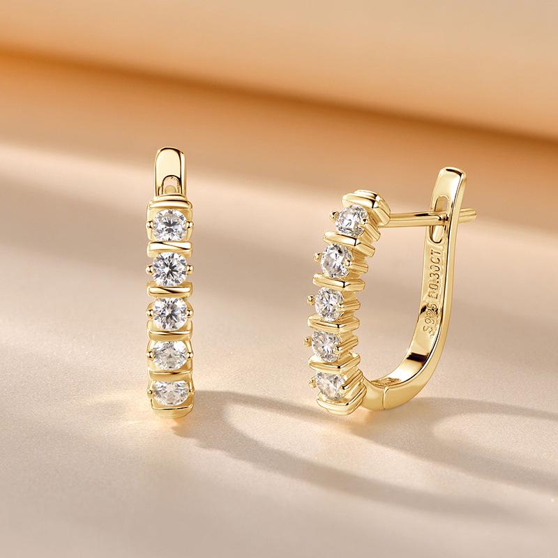 Moissanite Stud Earrings in D Color with High-End Micro-Pave Design, S925 Silver.