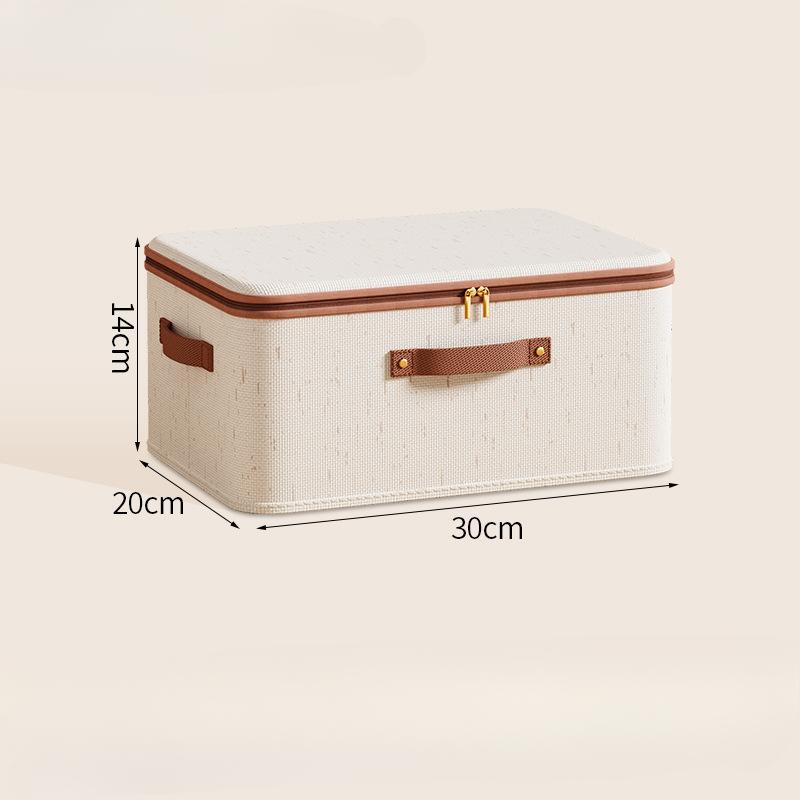 Scatole Portaoggetti con Cerniera in Lino, Contenitori Organizer per Abbigliamento in Tessuto Non Tessuto per Organizzazione Casa Camera da Letto Armadio, Includono Buoni Aiutanti