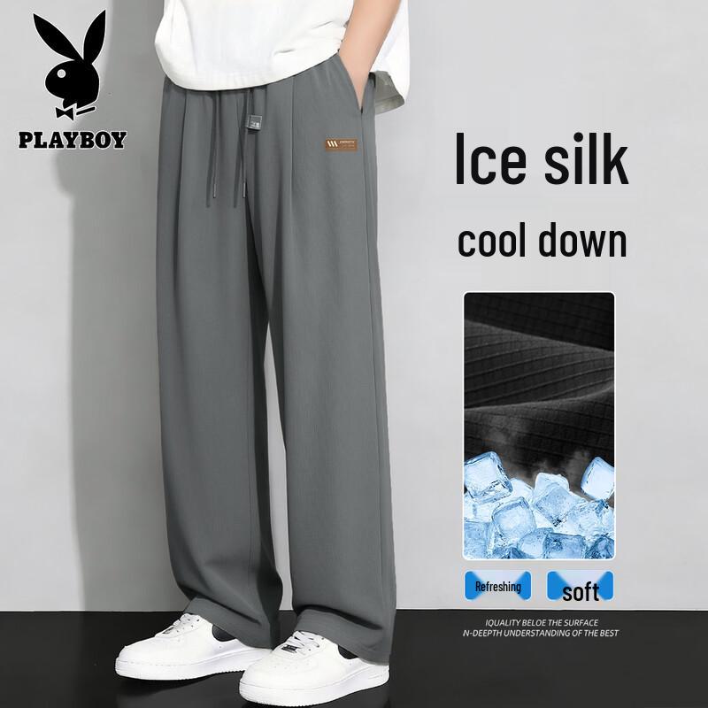 Playboy Men s Quick Dry Ice Silk Loose Straight Casual Pants M (170)