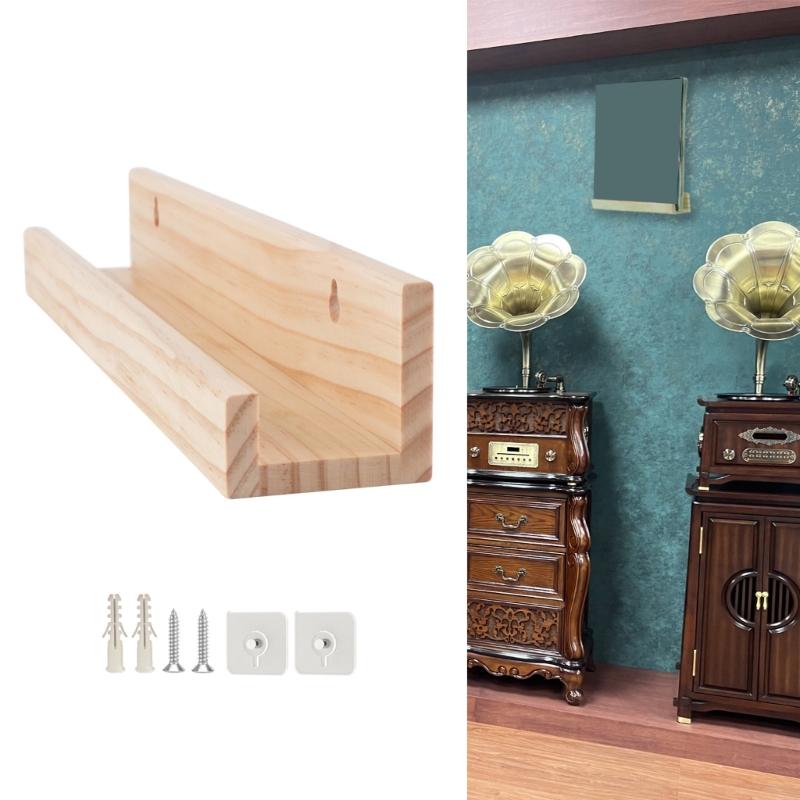 Wall Mount Record Holder Wood Album Shelf Bracket Music Album Storage Shelf Music Classroom Decoration Easy To Install
