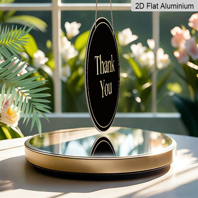 2D Flat Retro Aluminum Wall Stickers In Various Sizes. "Thank You" Sign On A Black Background. A Minimalist, Understated Luxury Style, Perfect for