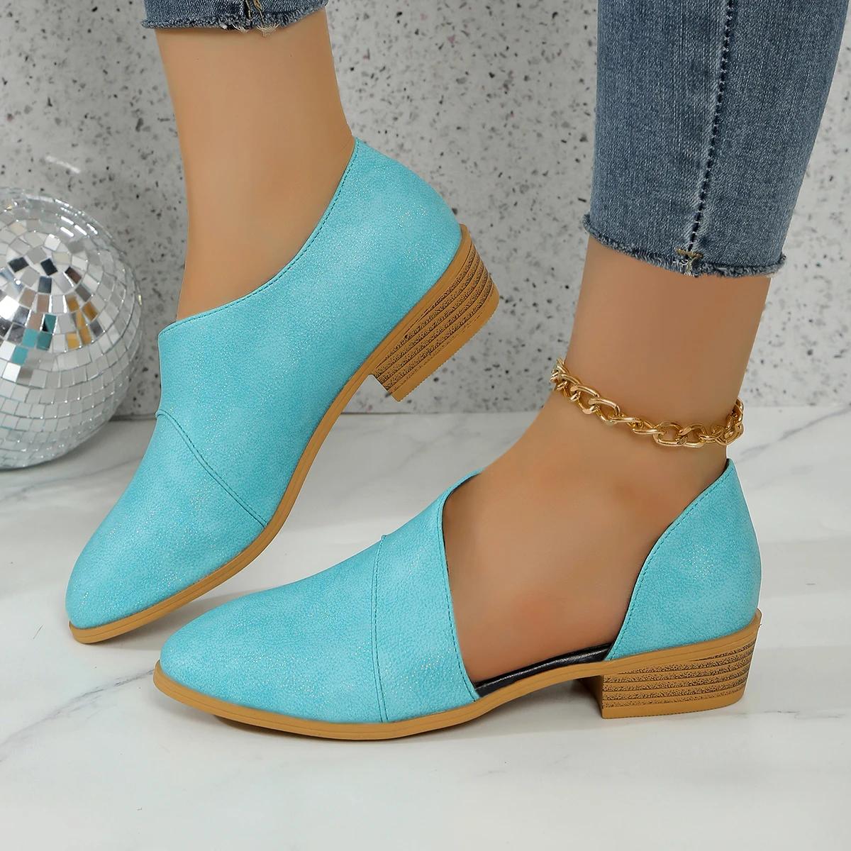 

Модные женские ботинки весна осень острый носок уличные ботильоны женские 2024 новые легкие модные повседневные туфли на высоком каблуке для женщин 42 озеро синий