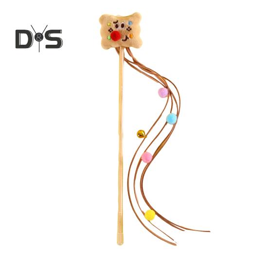 

Кошачья палочка-дразнилка, интерактивная кошачья кисточка с мультяшными плюшевыми фигурками, колокольчиками, помпонами, палочка для дразнения домашних кошек E