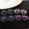 European and American diamond-set flower bow pearl fringed stud earrings fashionable exaggerated earrings light luxury high-end earrings