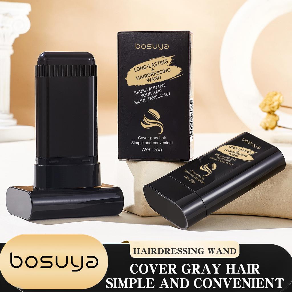 Bosuya Hair Color Stick, One Touch Gray Hair Coverage, Portable Black Hair Dye Cream Stick