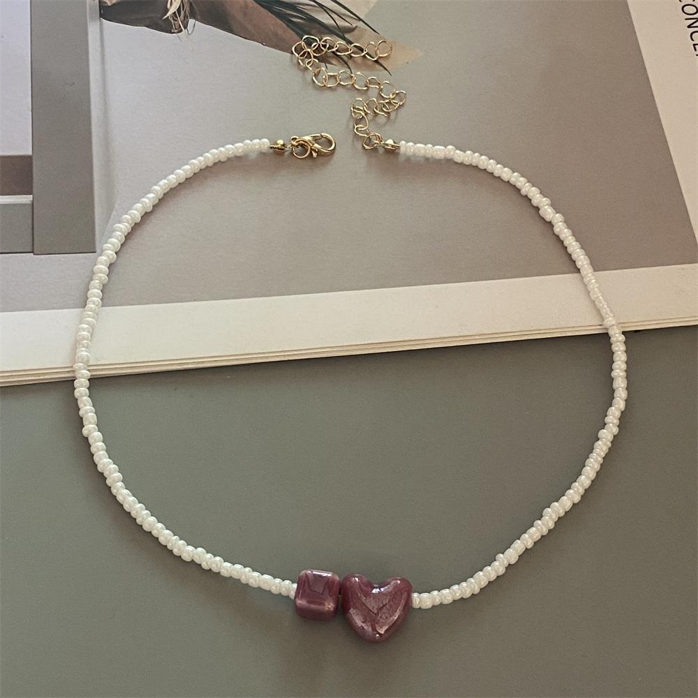 Nuova Moda Colore Caramella Choker Collana per Donna Ragazza Cuore d'Amore Quadrato Geometrico Collana Corta Perline Semi Gioielli per il Collo
