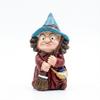 Halloween Themed Photography Prop Witch on Broomstick Resin Figurine, Gnome Statue with Wizard Hat, Decoration Vintage Spooky Decor for Shelf