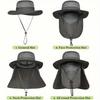 Men's Wide Brimmed Fishing Hat Outdoor, Removable Face and Neck Flap