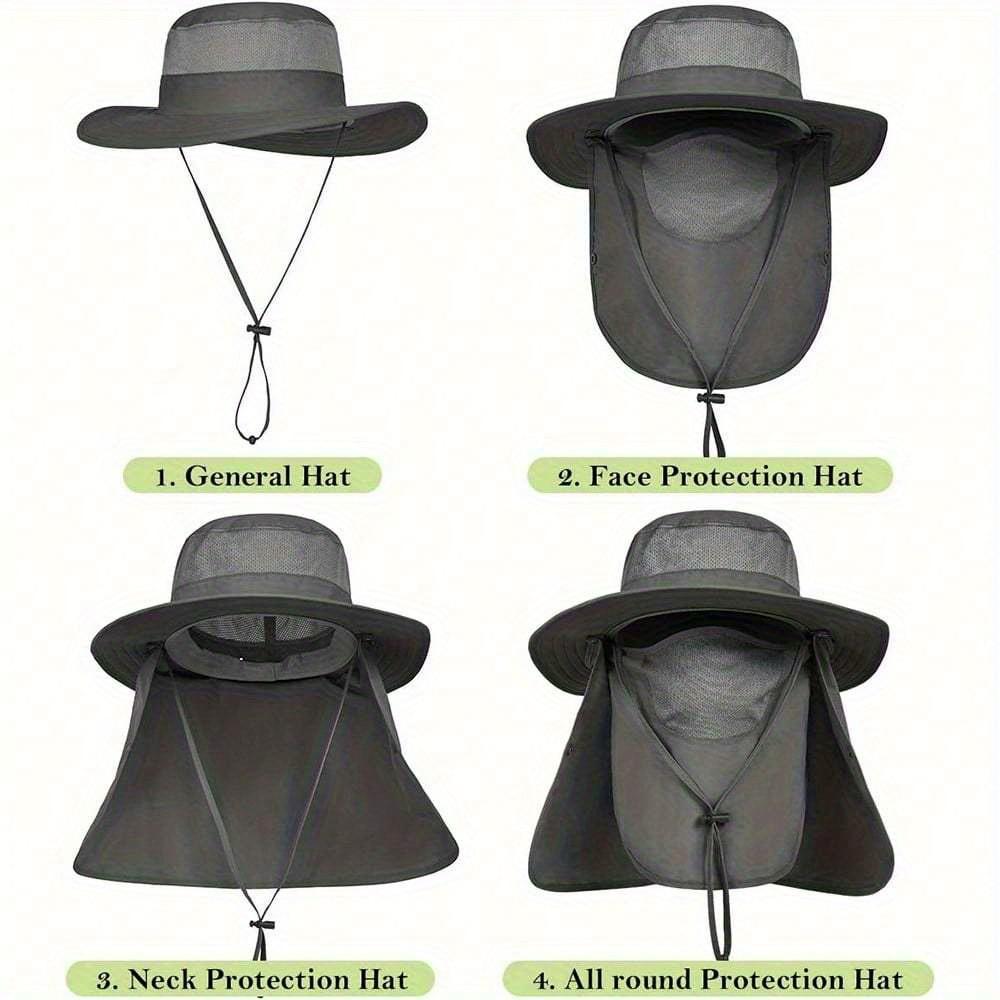 Men's Wide Brimmed Fishing Hat Outdoor, Removable Face and Neck Flap