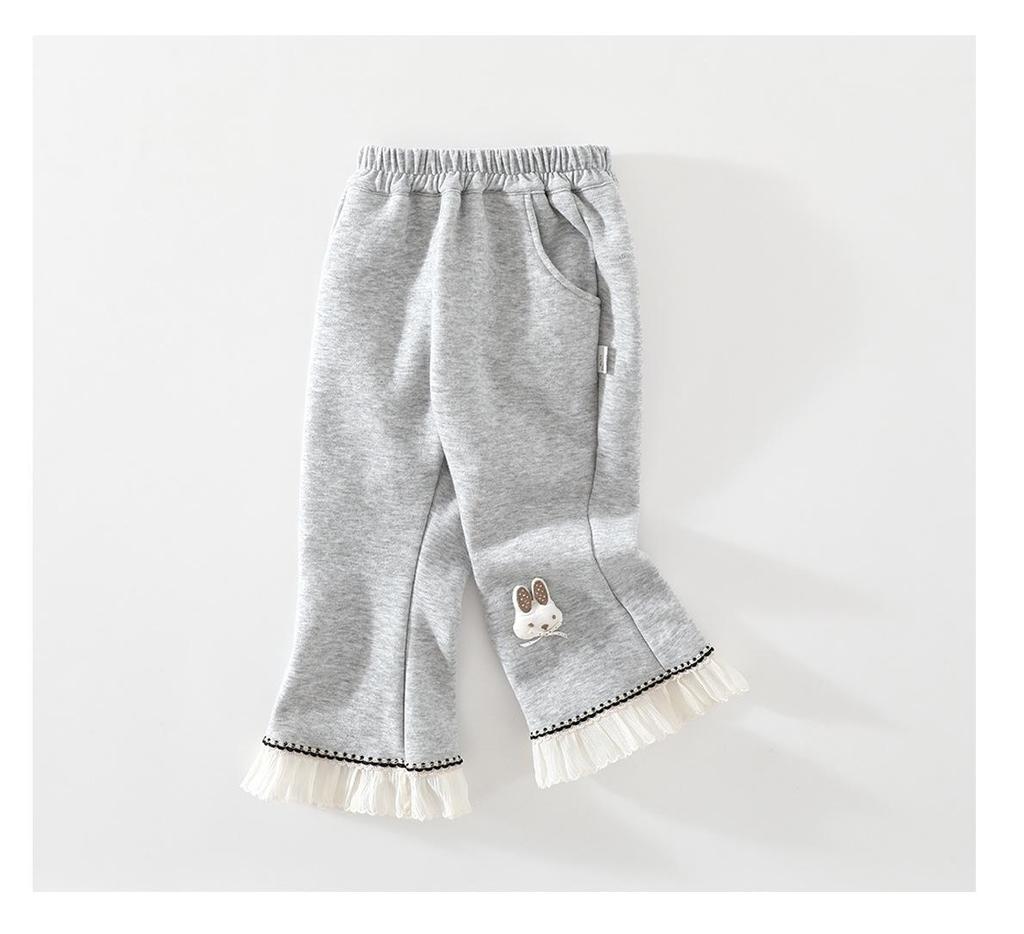 Girls' Velvet Micro-Flare Pants - Autumn/Winter, Soft & Skin-Friendly, Korean Style, Casual Outdoor Wear