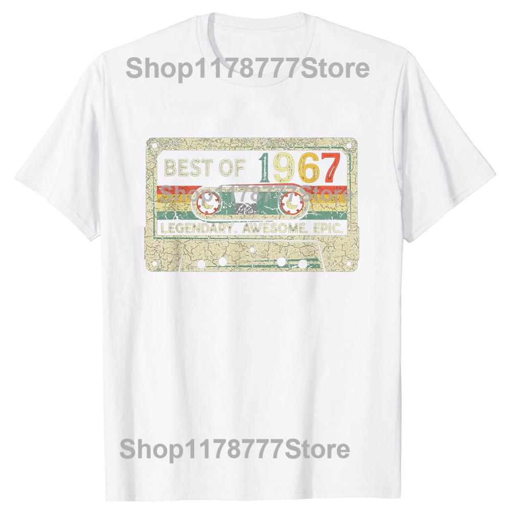 New Men 1967 Music Cassette 58th Birthday Gifts 59 Years Old T Shirt Oversize Printed Casual Tee Shirt Casual Short Sleeve