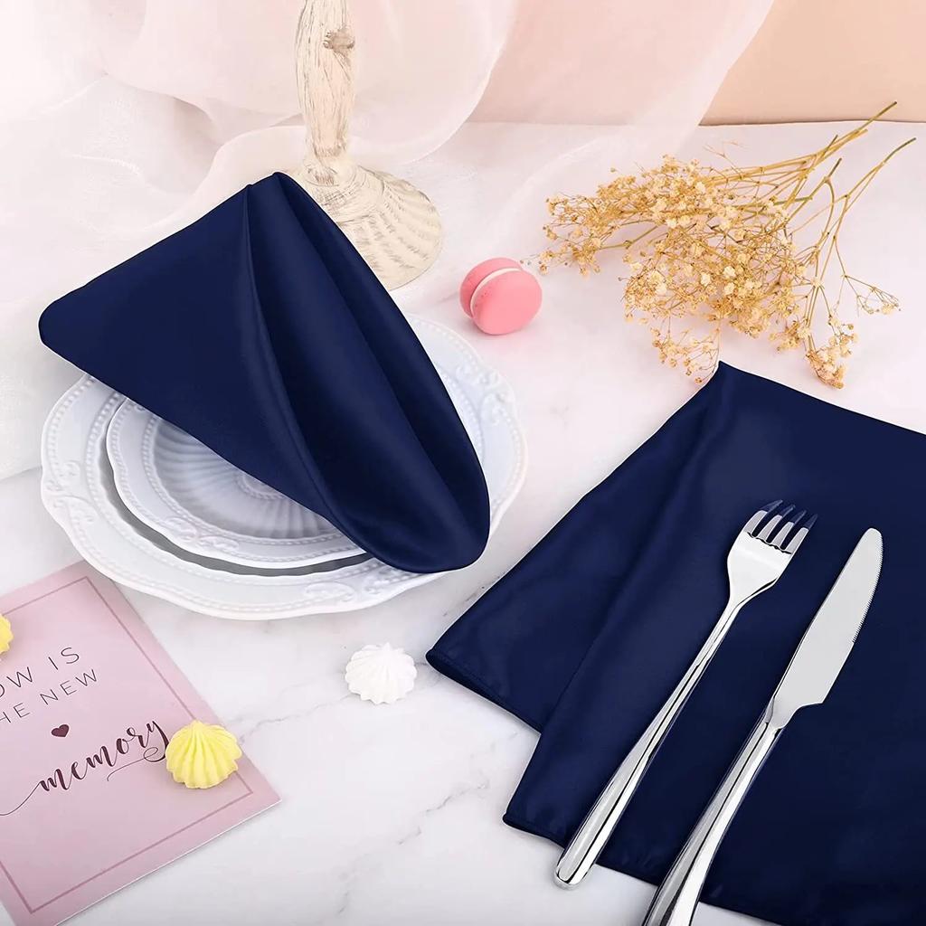 10pcs Satin Napkin 43cm*43cm Serving Table Decor Dinner Towel for Wedding Party Home Hotel Christmas Decor Table Napkins Green